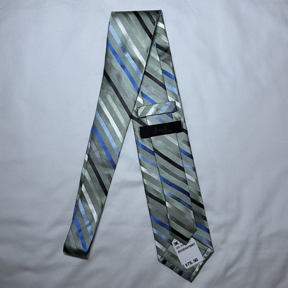 Jos A Bank Mens Silk Tie Lot 2 Light Green Peach Preppy Diagonal Stripe NEW - Picture 4 of 13